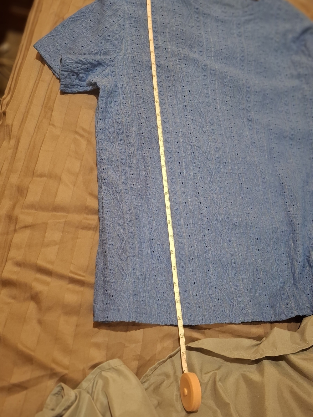 Women's Eyelet Short Sleeve Tee in Blue - Picture 6 of 9